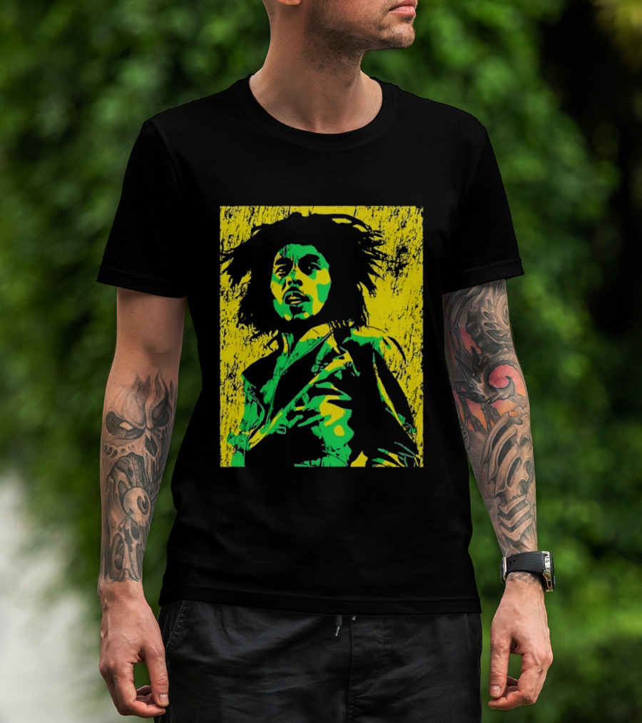Bob Marley One Love Reggae Art Green Yellow T-Shirt