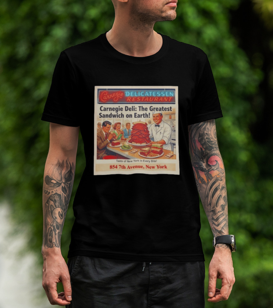 Carnegie Delicatessen Restaurant Carnegie Deli The Greatest Sandwich On Earth 854 7th Avenue New York T-Shirt