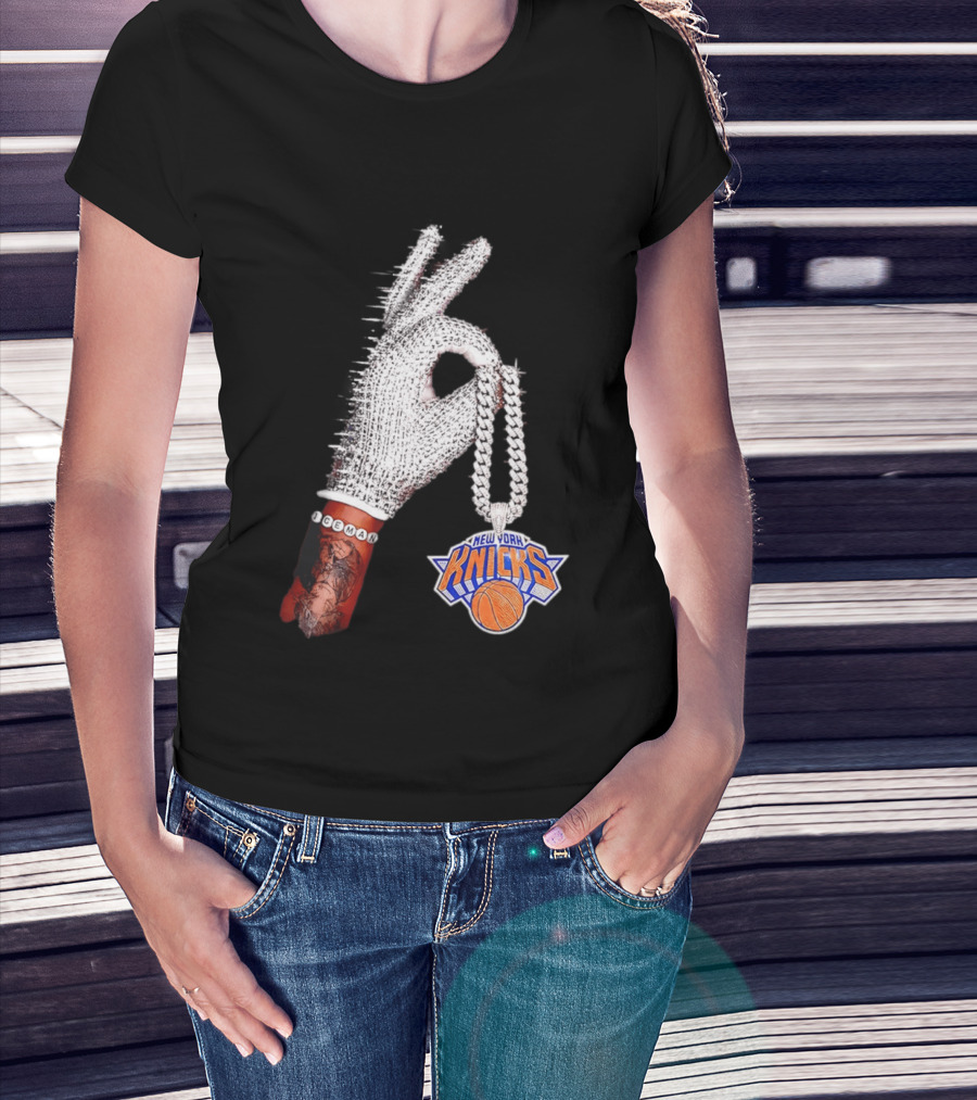 New York Knicks Iceman Glove Chain Basketball Fashion T-Shirt