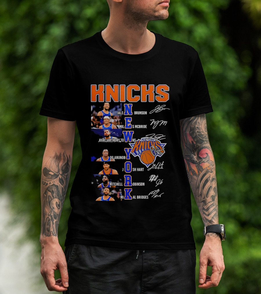 Knicks Jalen Brunson Julius Randle RJ Barrett Josh Hart Mitchell Robinson Immanuel Quickley Quentin Grimes RJ Randle Bridges Knicks Basketball T-Shirt