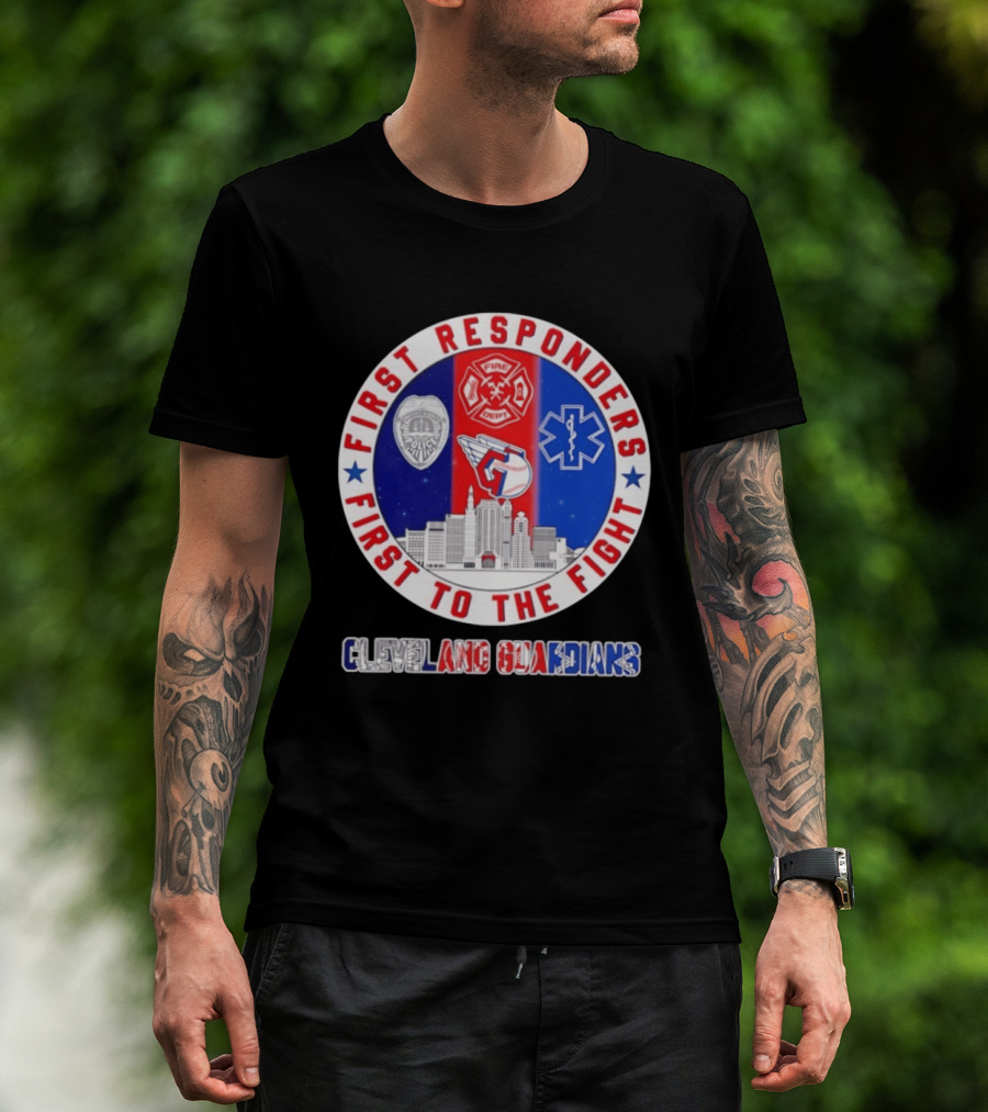 Cleveland Guardians First Responders First To The Fight Police Fire Medical Cityscape T-Shirt