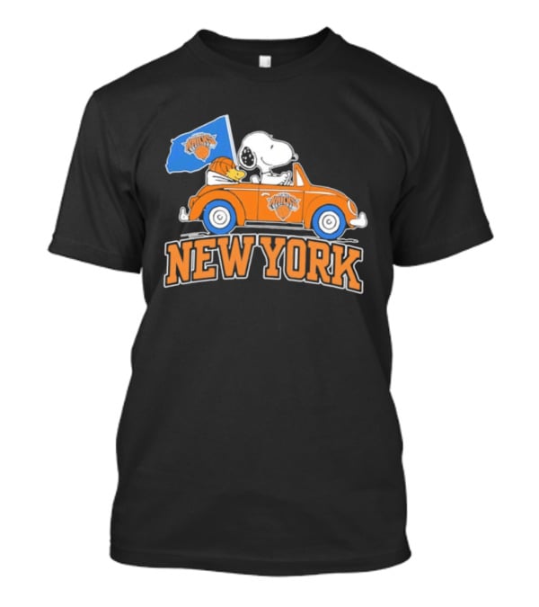 New York Knicks Snoopy Woodstock Driving Car Collaboration 2026 T-Shirt