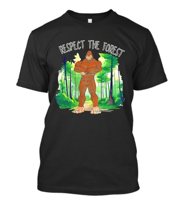 Respect The Forest Bigfoot Cartoon T-Shirt