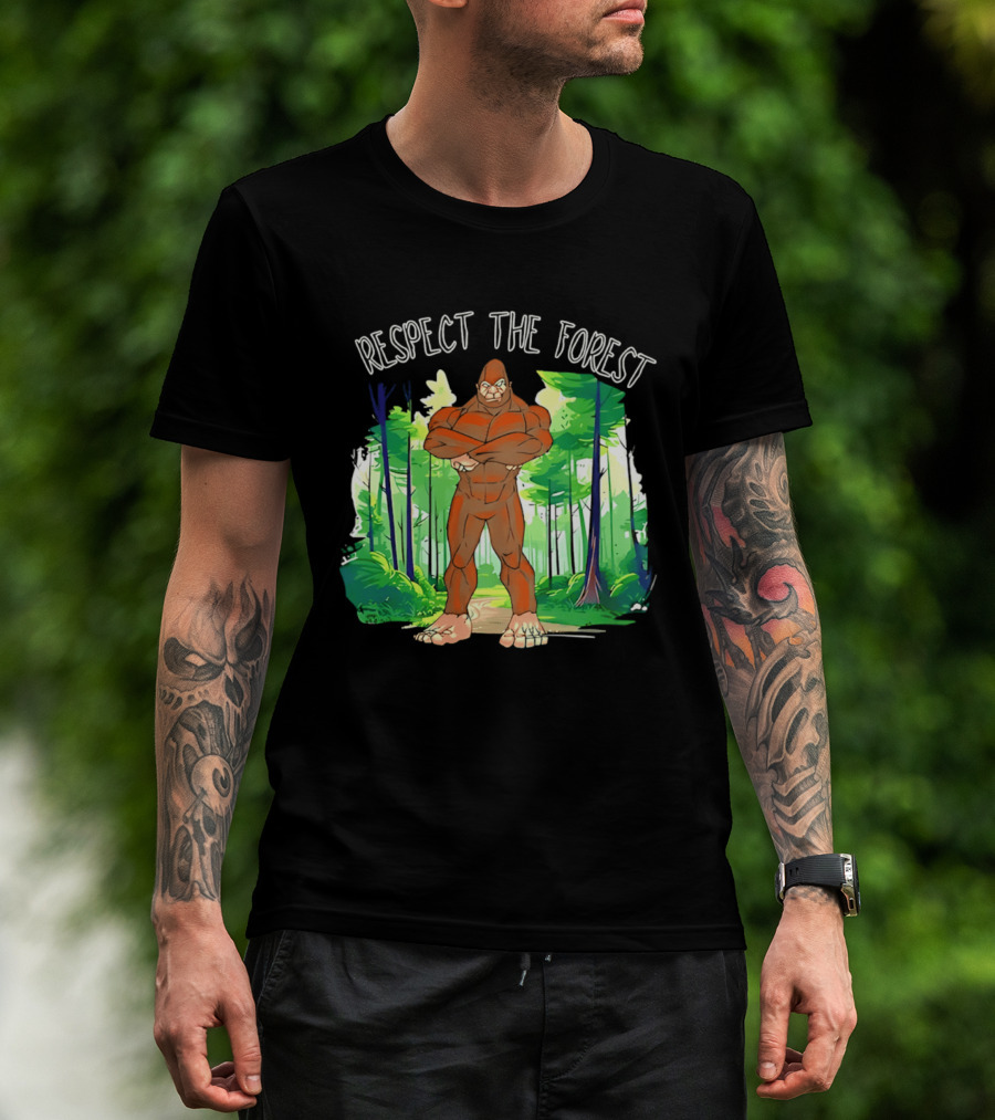 Respect The Forest Bigfoot Cartoon T-Shirt