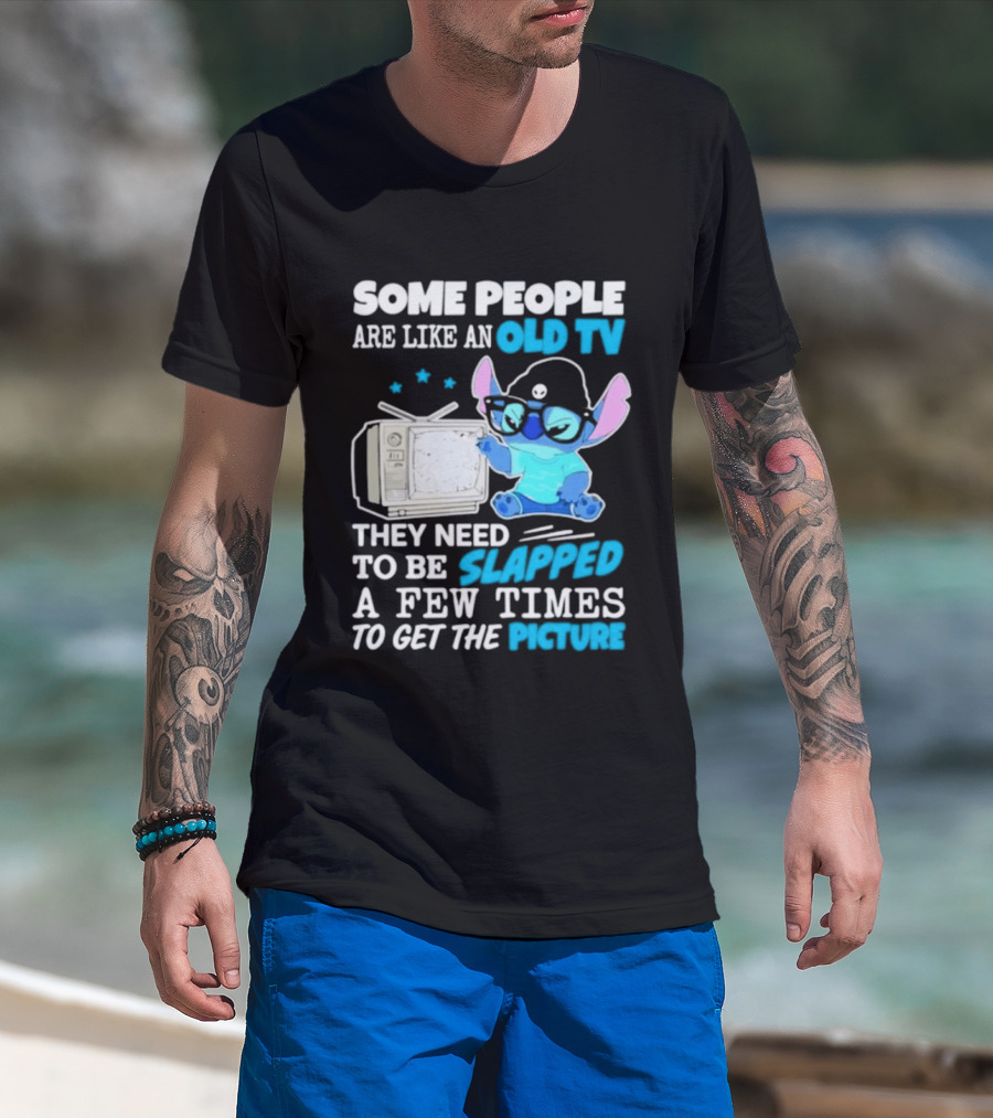Some People Are Like An Old TV Need To Be Slapped To Get The Picture Stitch T-Shirt