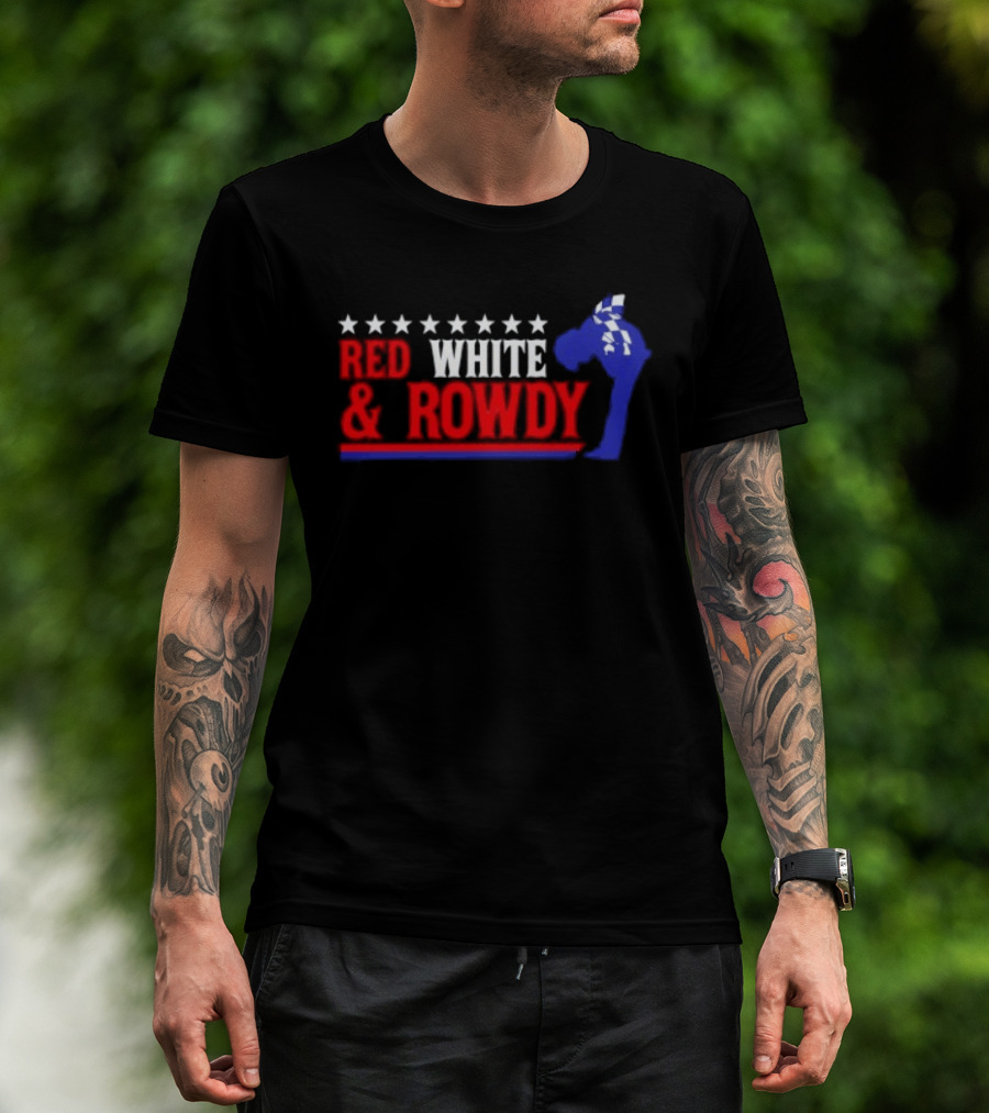 Red White & Rowdy Kyle Busch Racing Stars And Checkered Flag T-Shirt