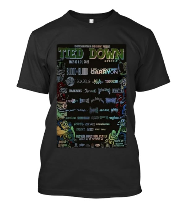 Tied Down Detroit May 30 31 2026 Blood For Blood Terror Angel Dust Bane Warhorse T-Shirt