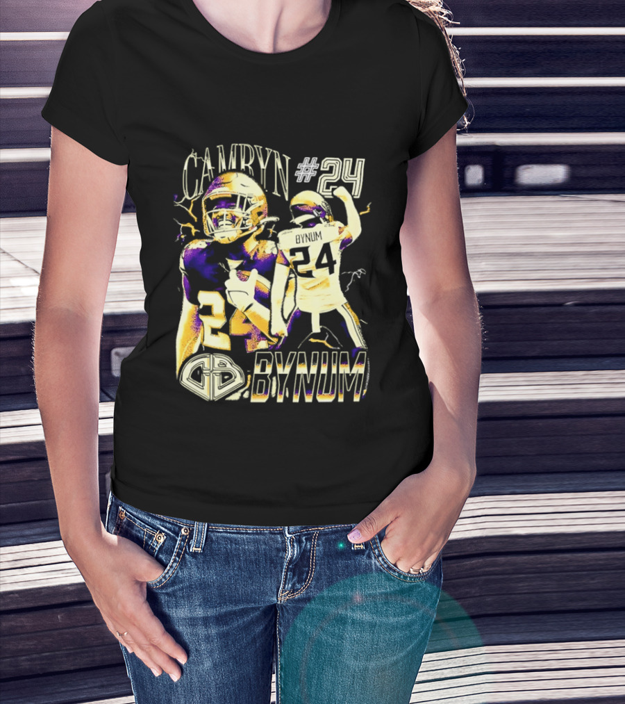 Camryn #24 Bynum Vikings Football Player Lightning T-Shirt