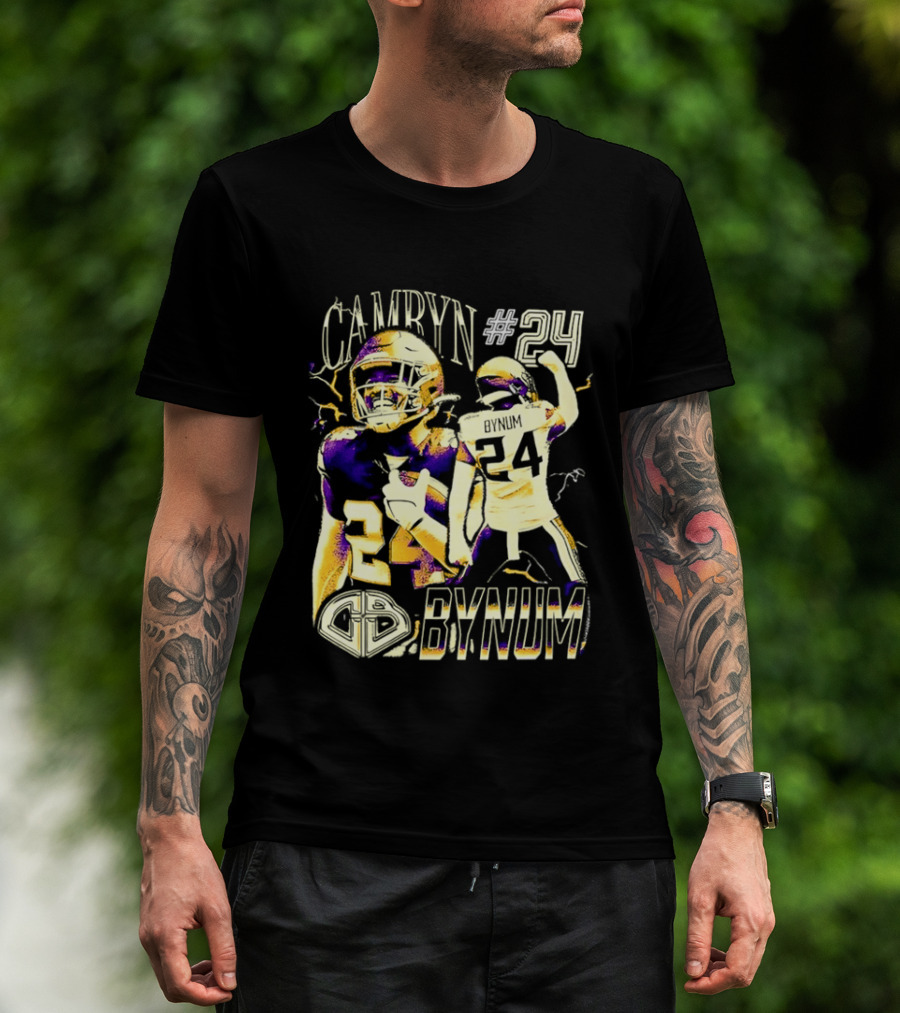 Camryn #24 Bynum Vikings Football Player Lightning T-Shirt
