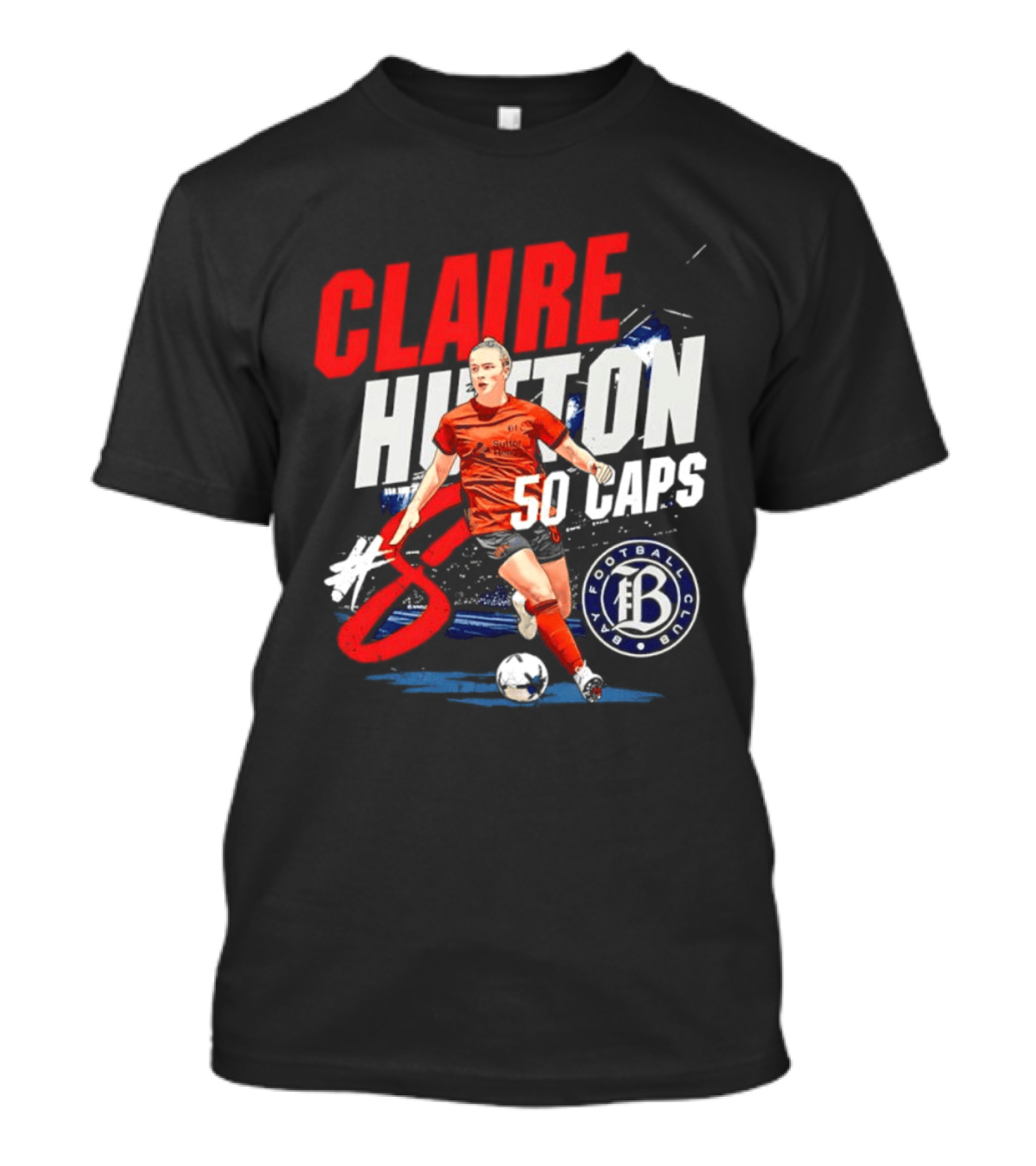 Claire Hutton Bay FC 50 Caps Number 8 Soccer Player T-Shirt