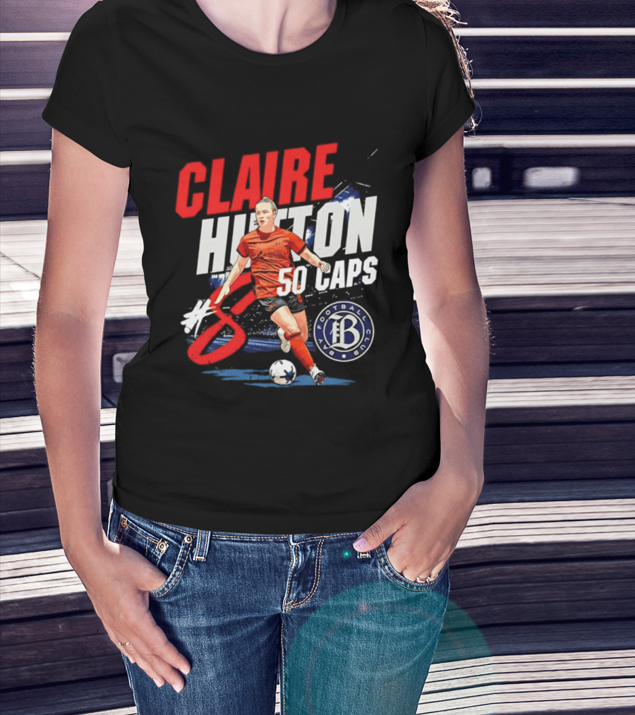 Claire Hutton Bay FC 50 Caps Number 8 Soccer Player T-Shirt