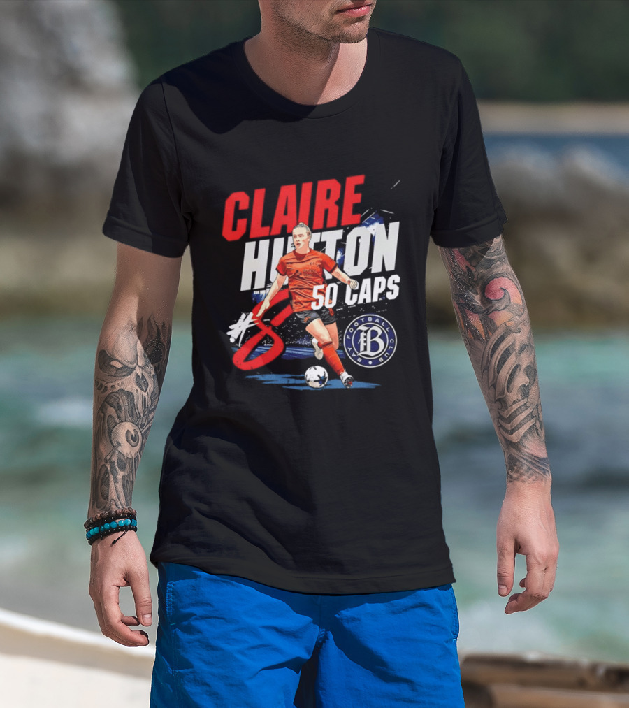 Claire Hutton Bay FC 50 Caps Number 8 Soccer Player T-Shirt