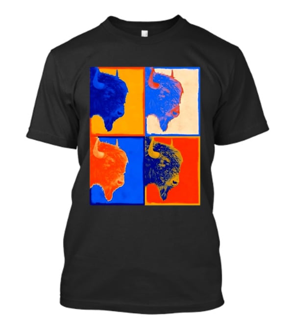 Colorful Pop Bison Grid Andy Warhol T-Shirt