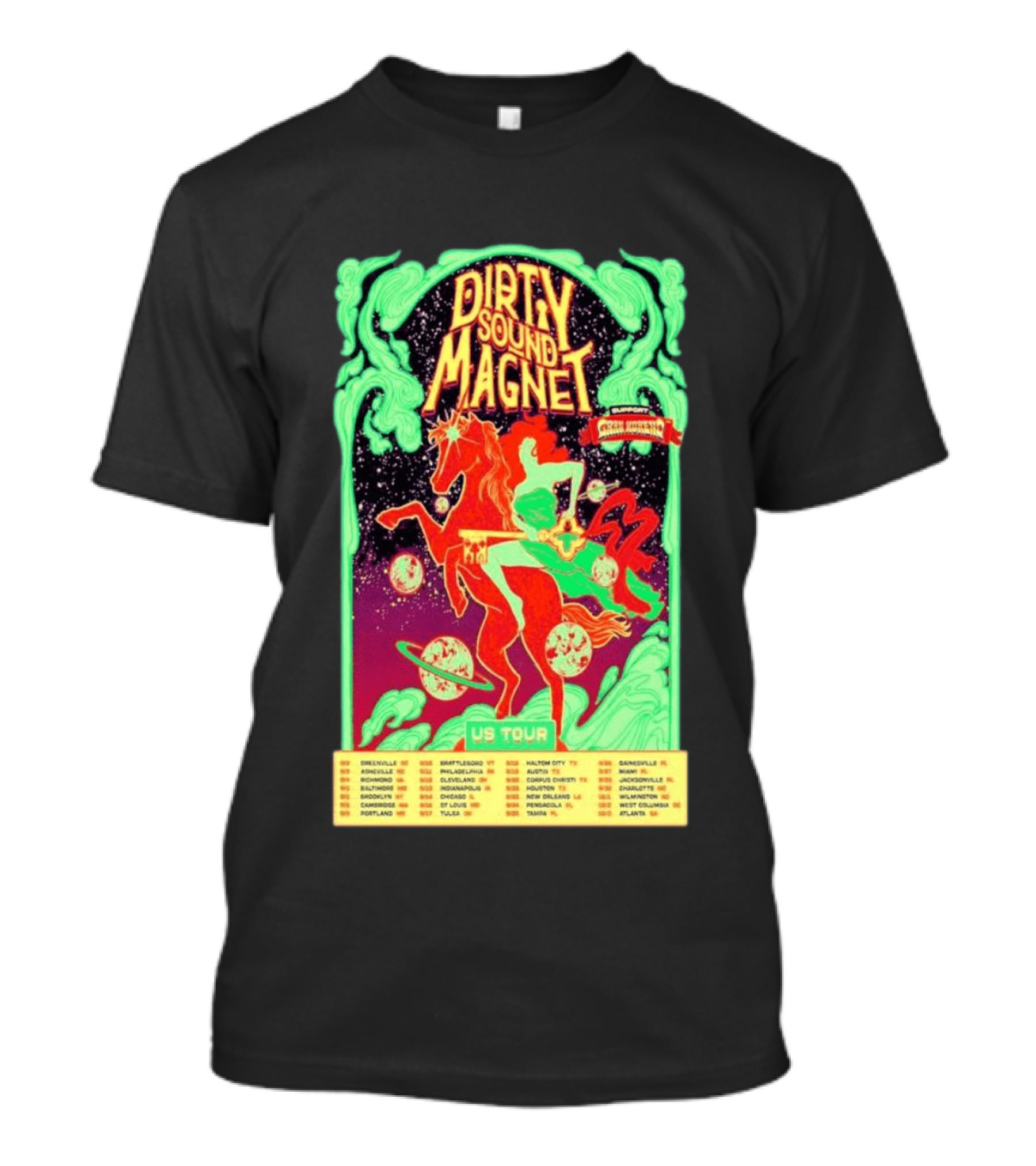 Dirty Sound Magnet US Tour 2026 Cosmic Horse Rider Greensboro To Jacksonville T-Shirt