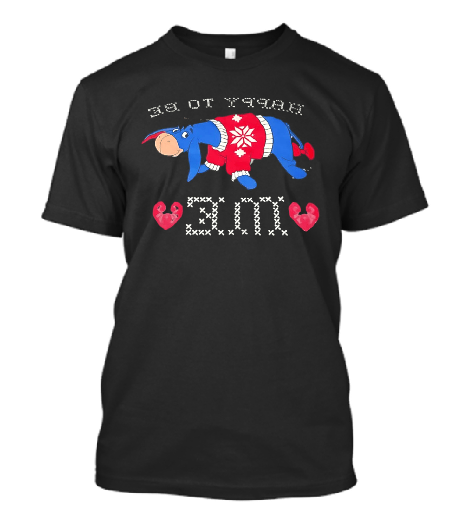 Eeyore Happy To Be Me Snowflake Christmas Sweater Hearts T-Shirt