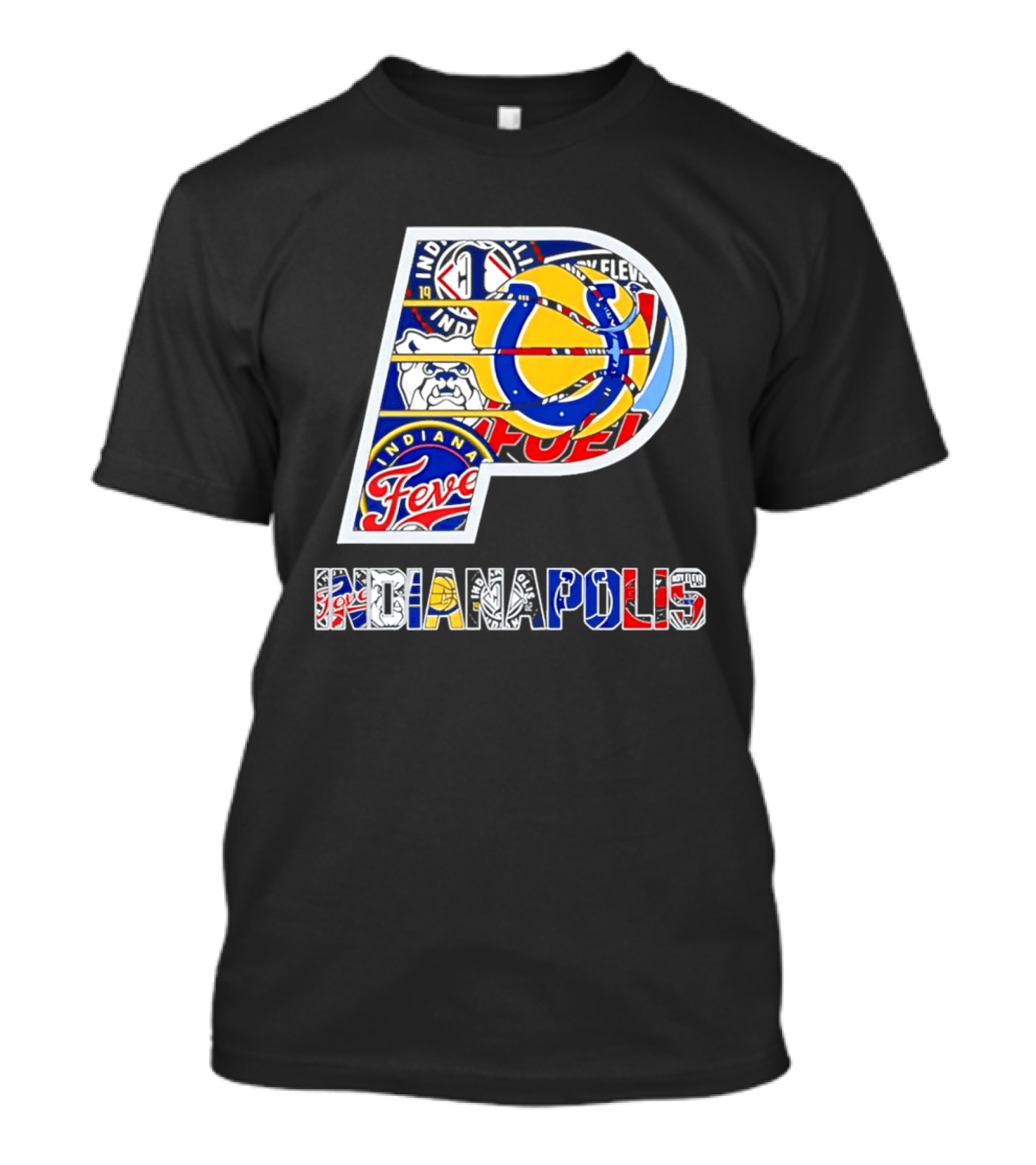 Indiana Pacers Indianapolis Fever Fuel Bulldogs Iconic Sports Collage T-Shirt