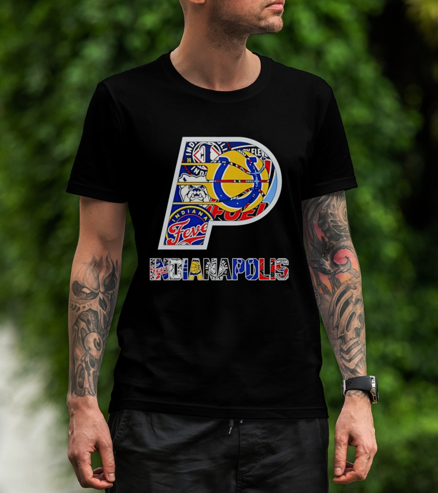 Indiana Pacers Indianapolis Fever Fuel Bulldogs Iconic Sports Collage T-Shirt