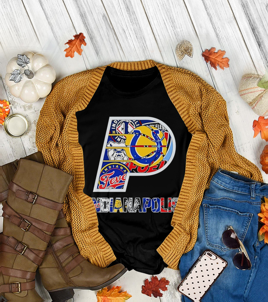 Indiana Pacers Indianapolis Fever Fuel Bulldogs Iconic Sports Collage T-Shirt