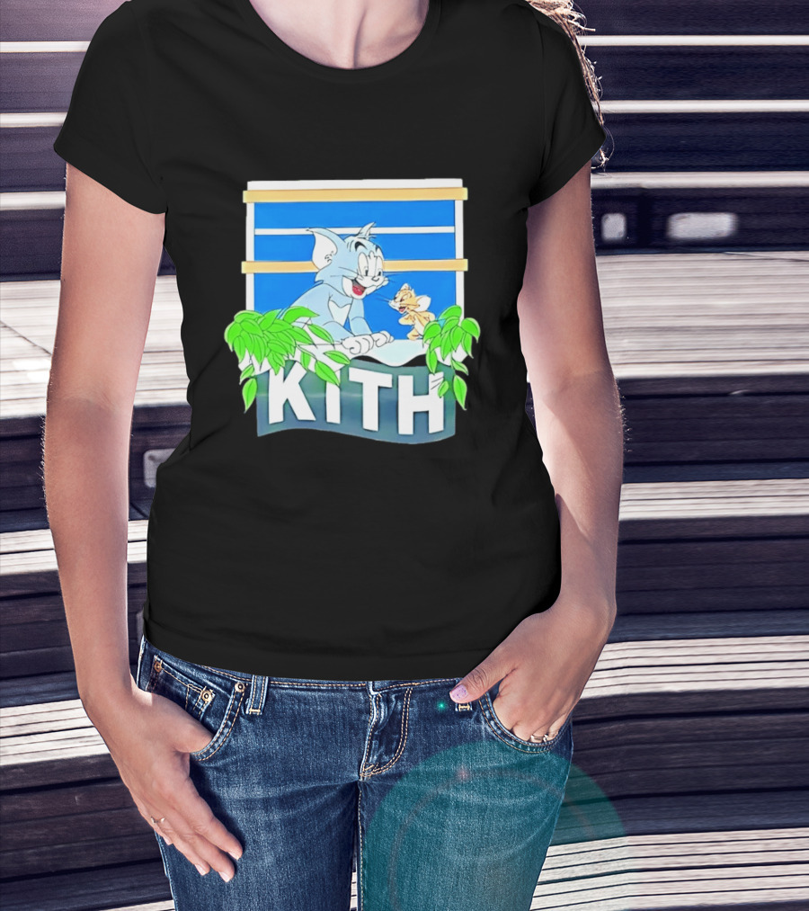 Kith Tom And Jerry Window Scene With Leaves T-Shirt