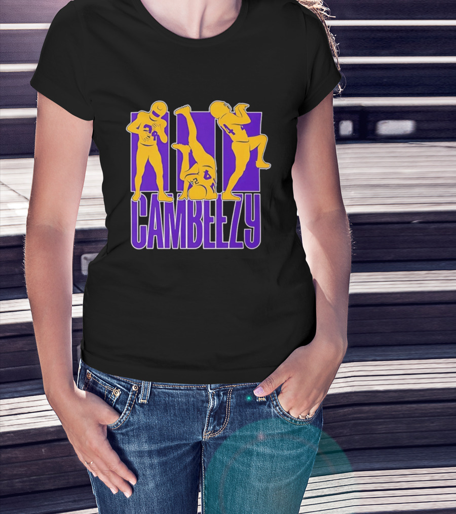 Cambeezy Lil Player 24 Purple Gold Football T-Shirt
