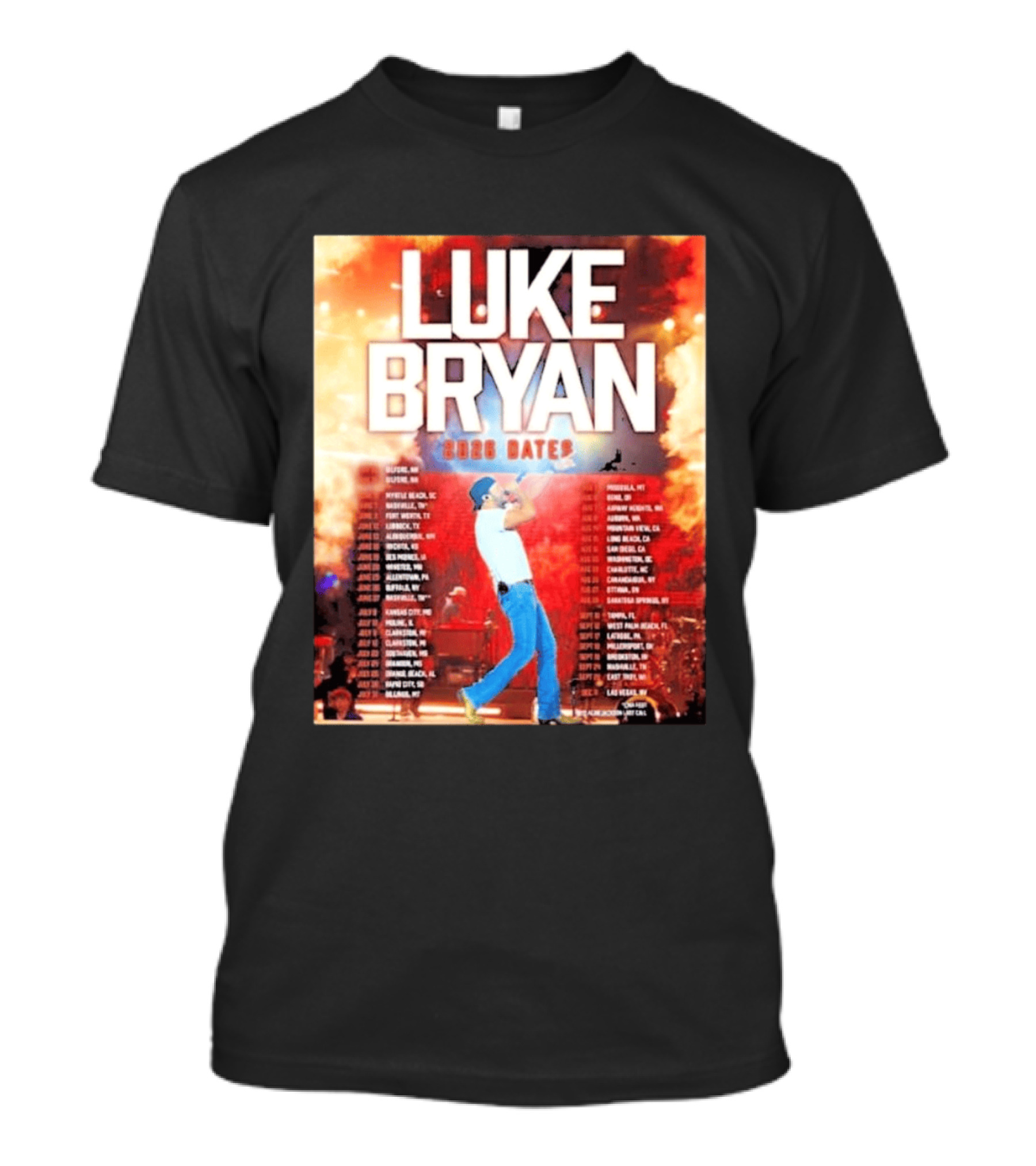 Luke Bryan 2026 Dates Tour Cities Concert Events T-Shirt