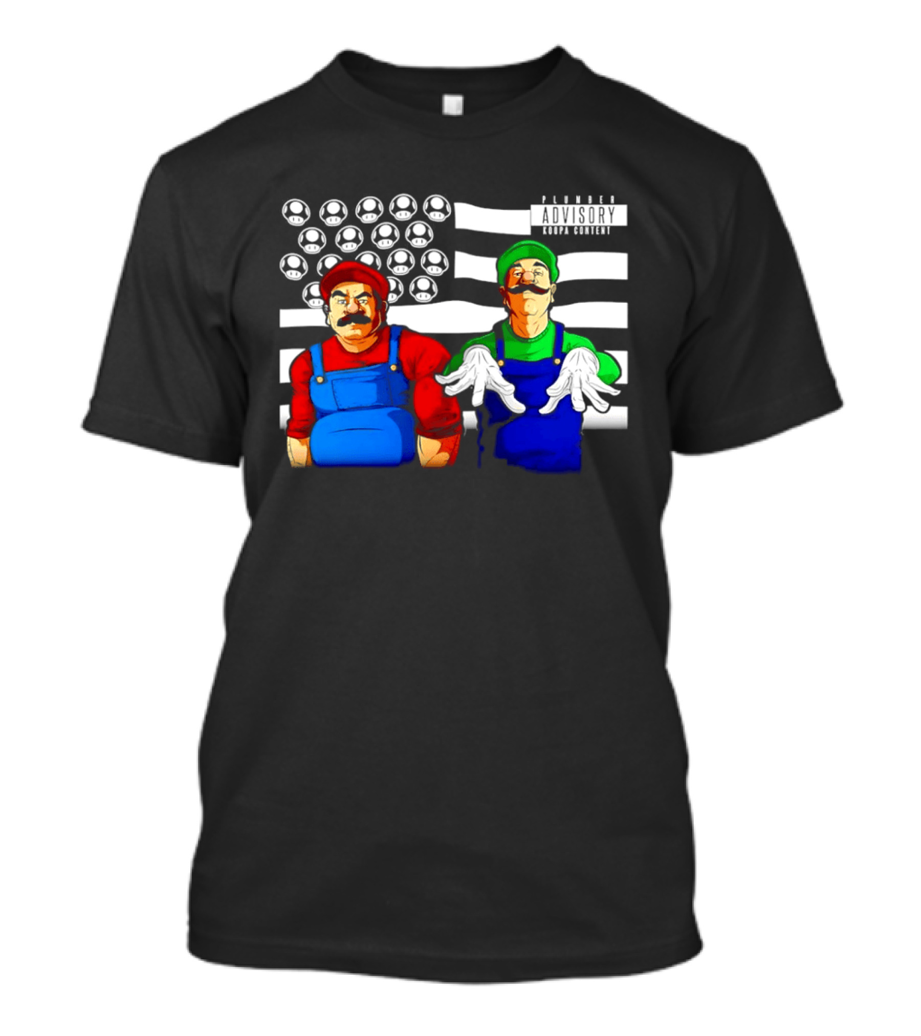 Mario Luigi Plumber Advisory Koopa Mushroom Flag T-Shirt