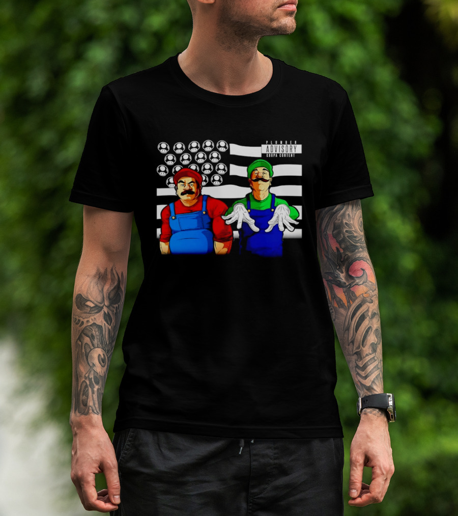Mario Luigi Plumber Advisory Koopa Mushroom Flag T-Shirt