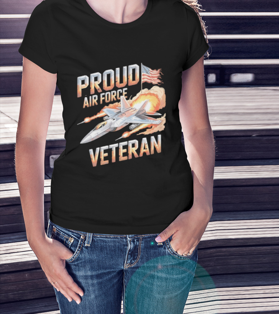 Proud Air Force Veteran F 22 Raptor America Flag T-Shirt