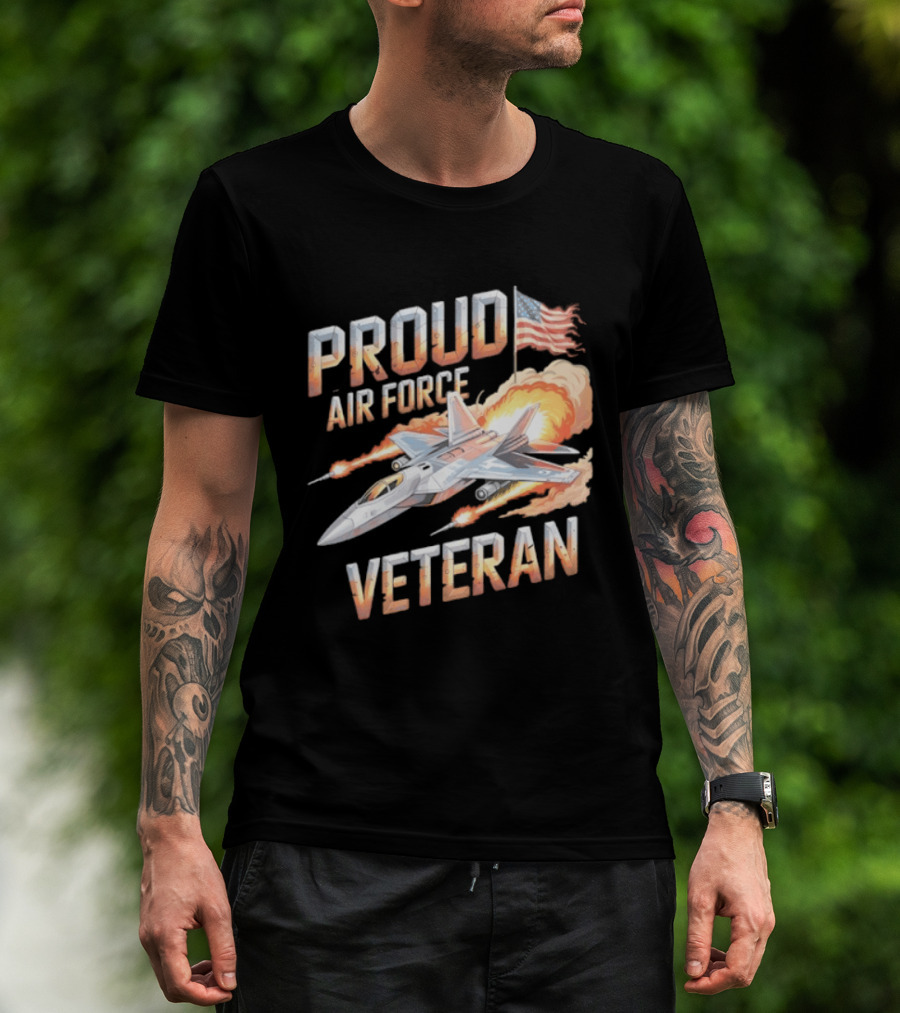 Proud Air Force Veteran F 22 Raptor America Flag T-Shirt