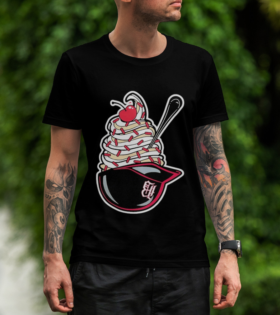 Birmingham Barons Ice Cream Helmet With Sprinkles And Cherry T-Shirt