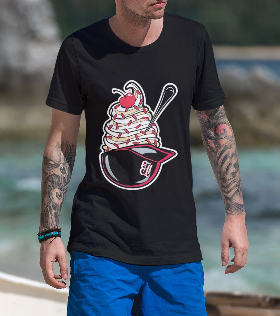 Birmingham Barons Ice Cream Helmet With Sprinkles And Cherry T-Shirt