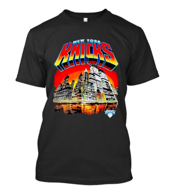 New York Knicks Vibrant City Skyline Sunset Basketball T-Shirt