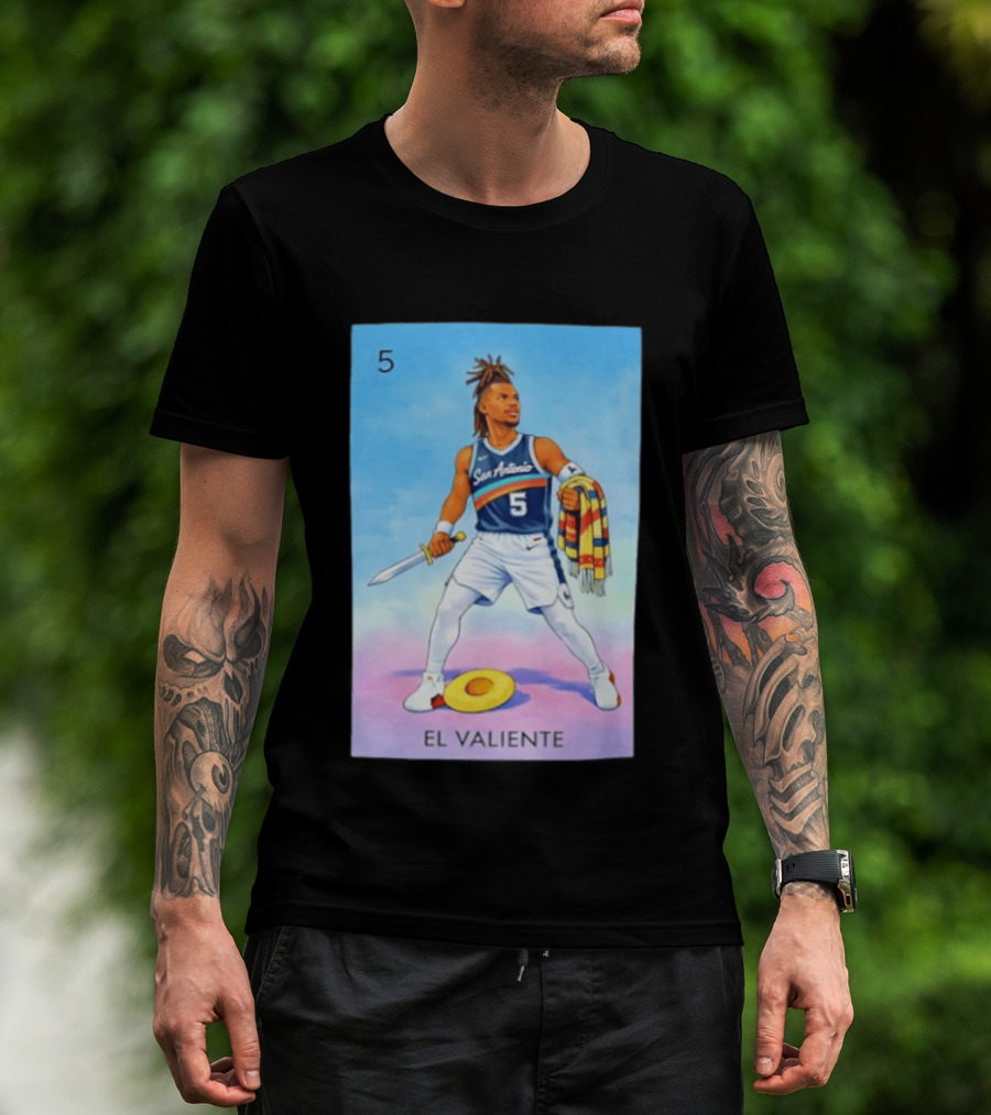 San Antonio Spurs El Valiente Stephon Castle Lotería Card T-Shirt