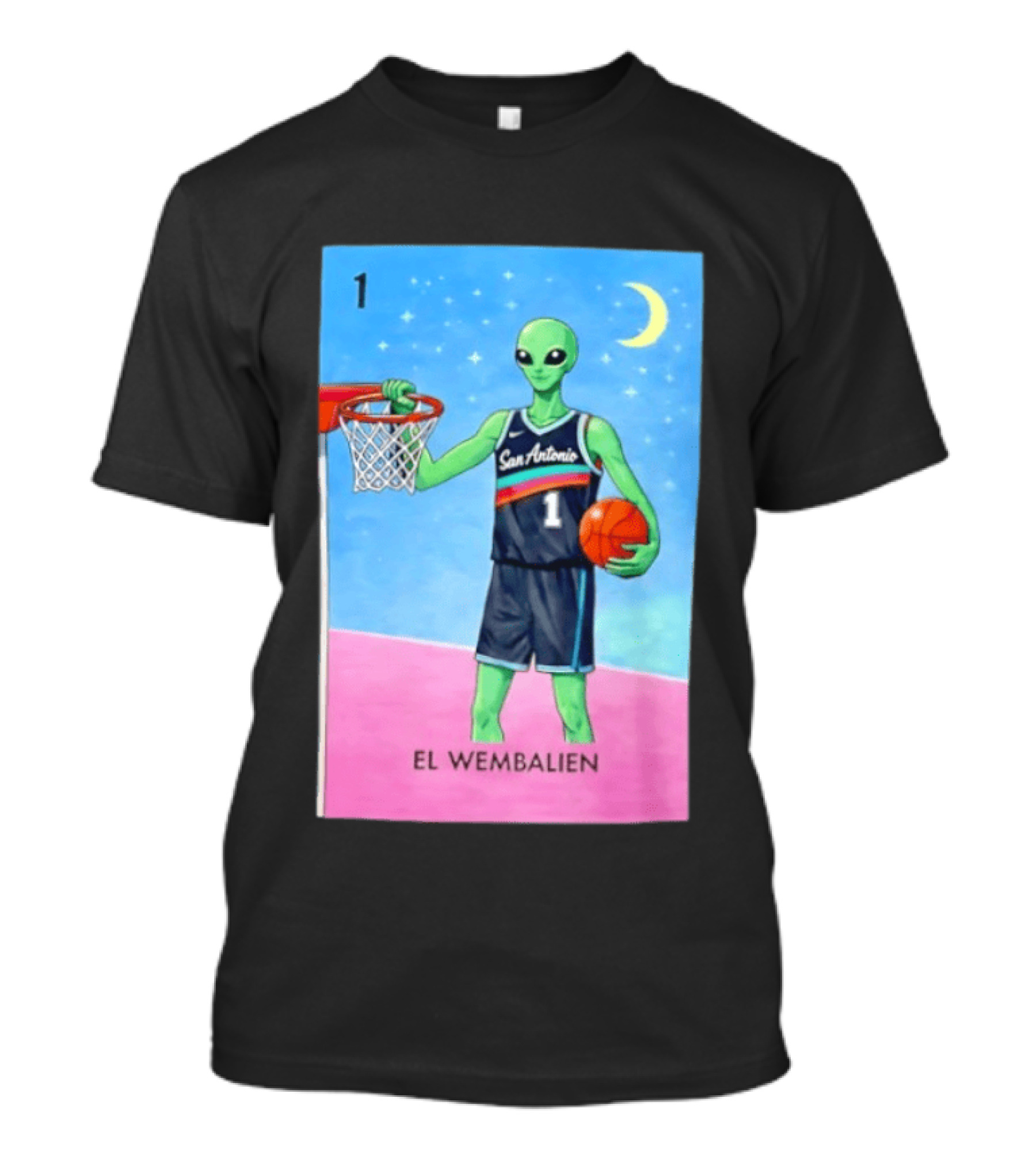 El Wembalien San Antonio Spurs Alien Basketball Number 1 Victor Wembanyama T-Shirt