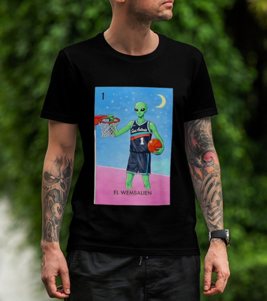 El Wembalien San Antonio Spurs Alien Basketball Number 1 Victor Wembanyama T-Shirt