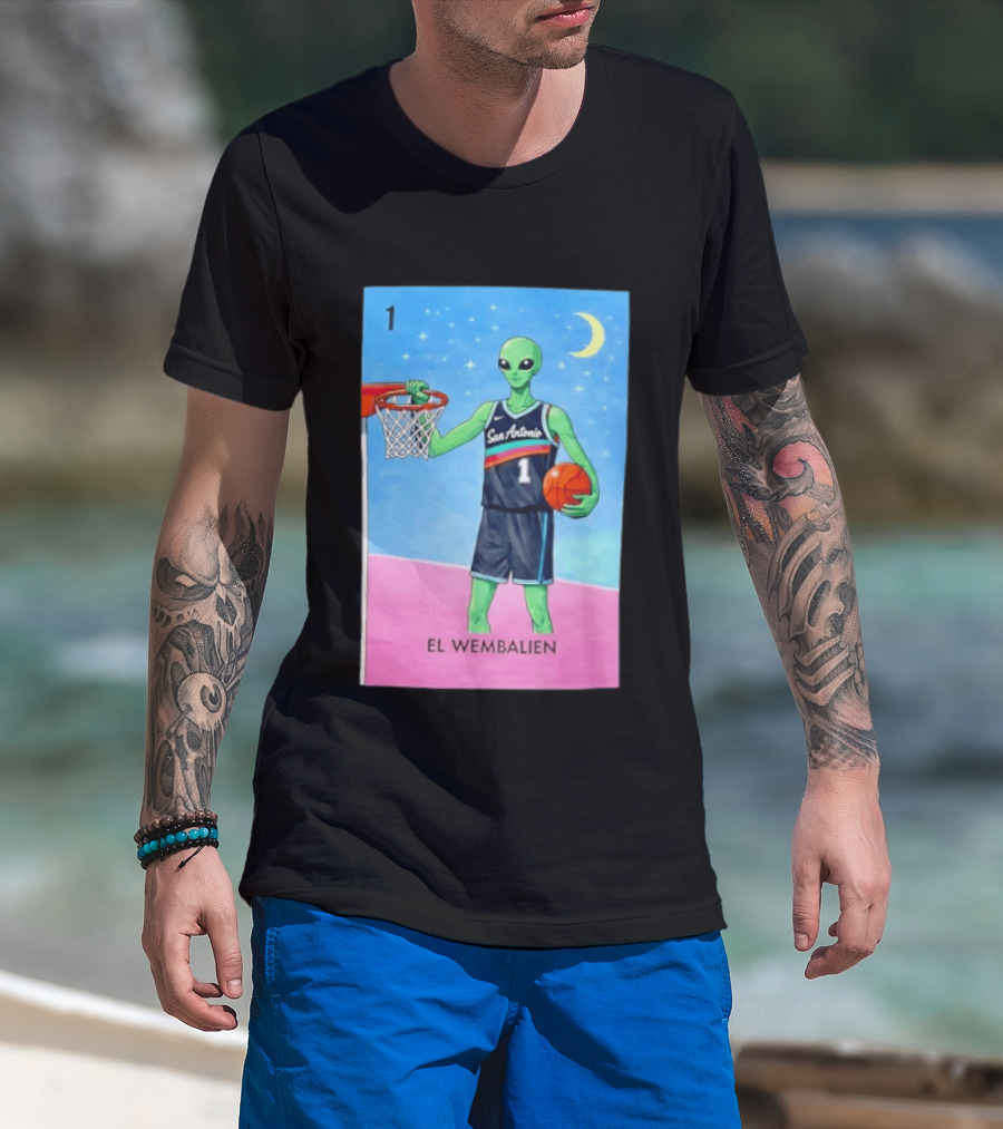 El Wembalien San Antonio Spurs Alien Basketball Number 1 Victor Wembanyama T-Shirt
