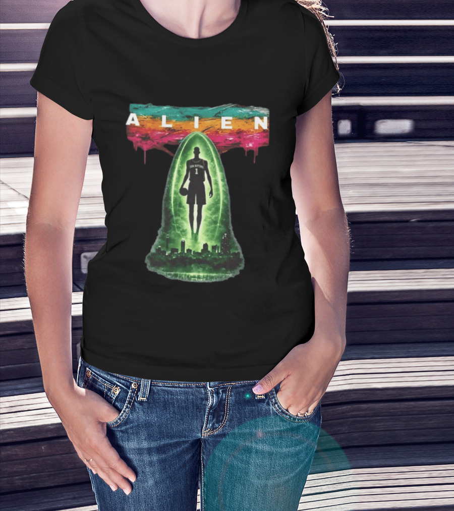 San Antonio Basketball Victor Wembanyama Alien Go Spurs Go Skyline T-Shirt