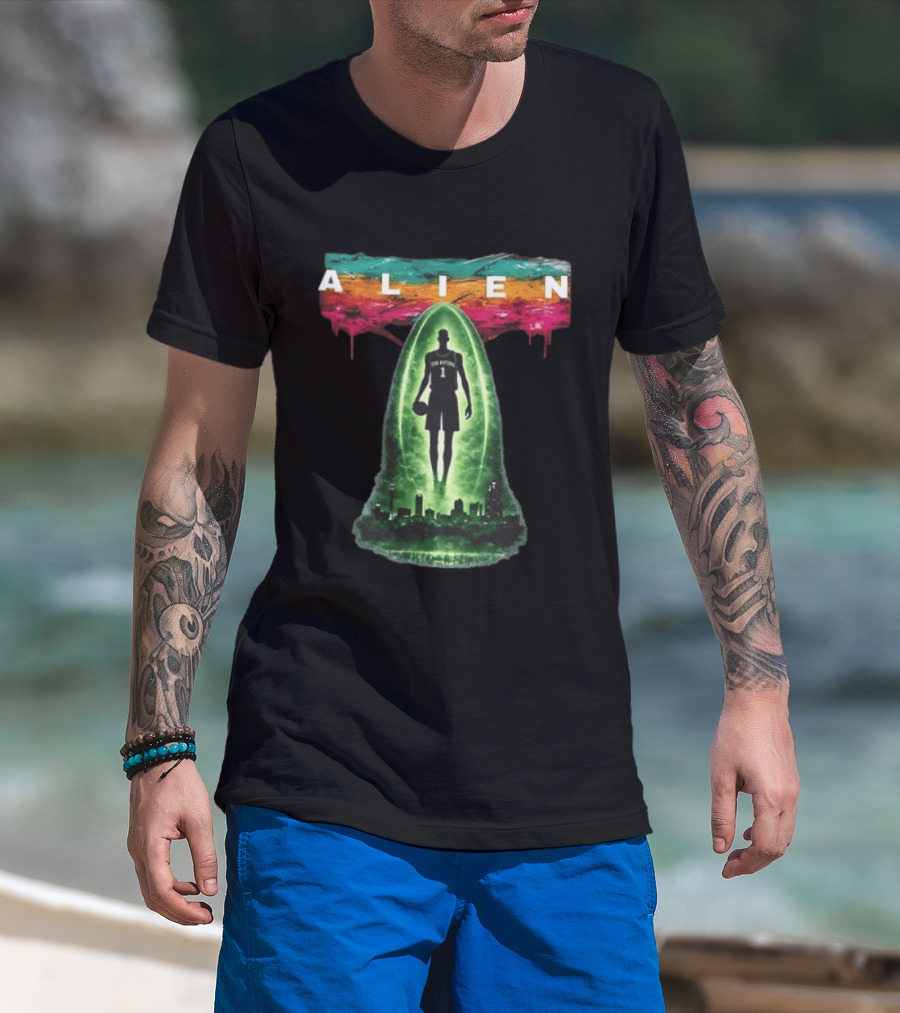 San Antonio Basketball Victor Wembanyama Alien Go Spurs Go Skyline T-Shirt