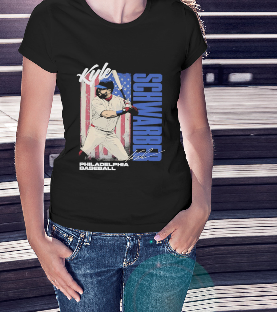 Kyle Schwarber American Flag Philadelphia Baseball T-Shirt