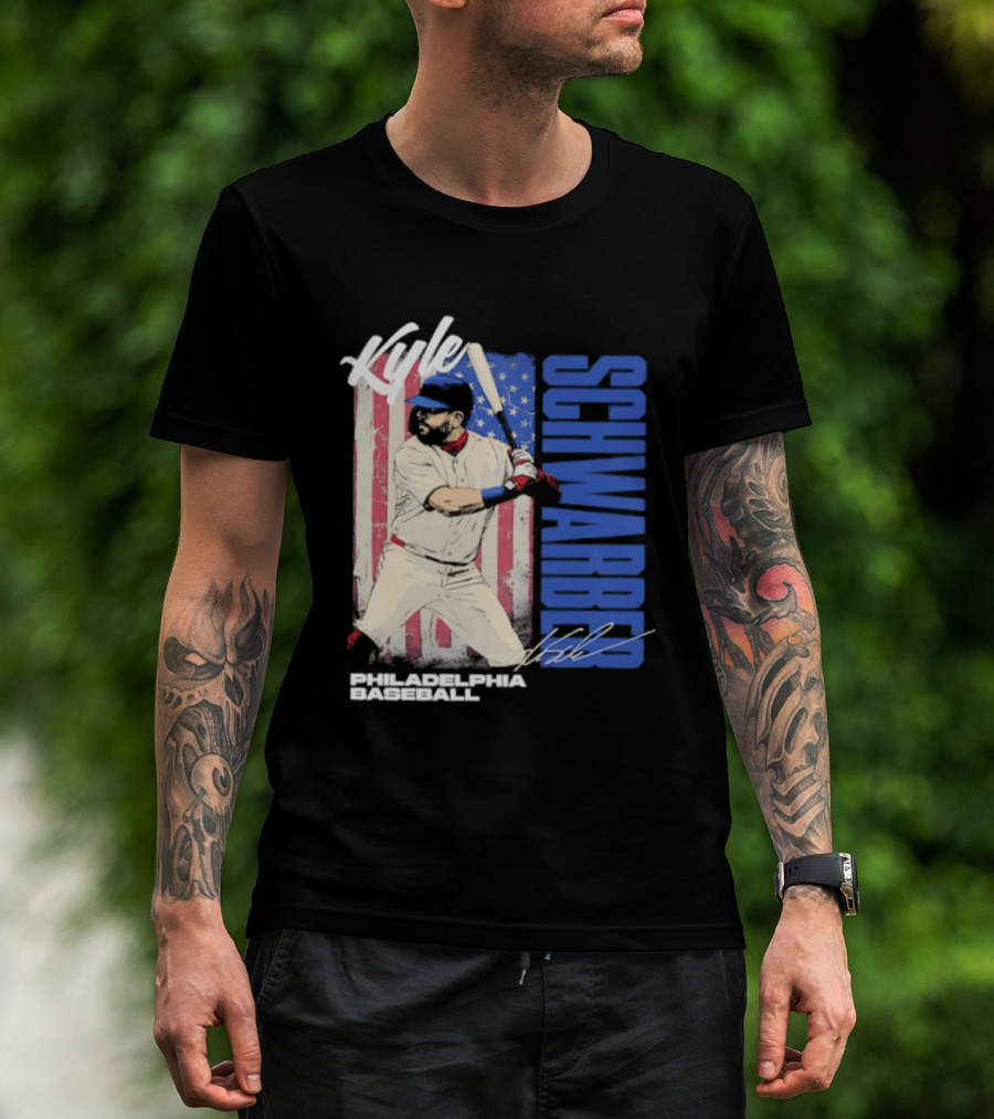 Kyle Schwarber American Flag Philadelphia Baseball T-Shirt