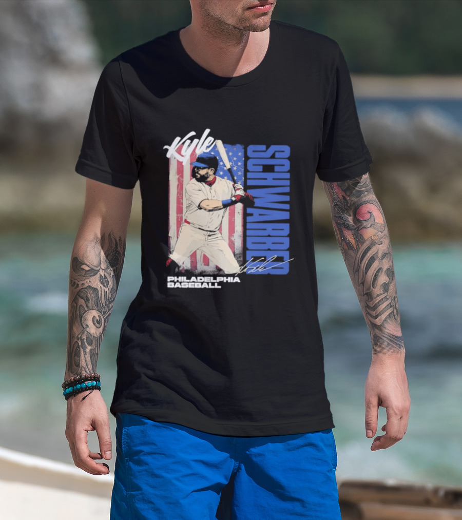 Kyle Schwarber American Flag Philadelphia Baseball T-Shirt