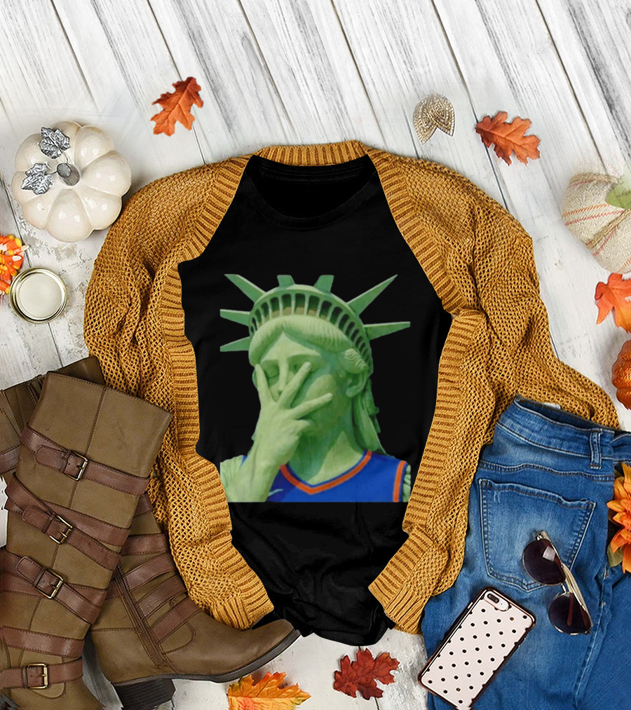 Liberty and Brunson for All Jalen Brunson 3 Points Pose Statue of Liberty Knicks Jersey T-Shirt