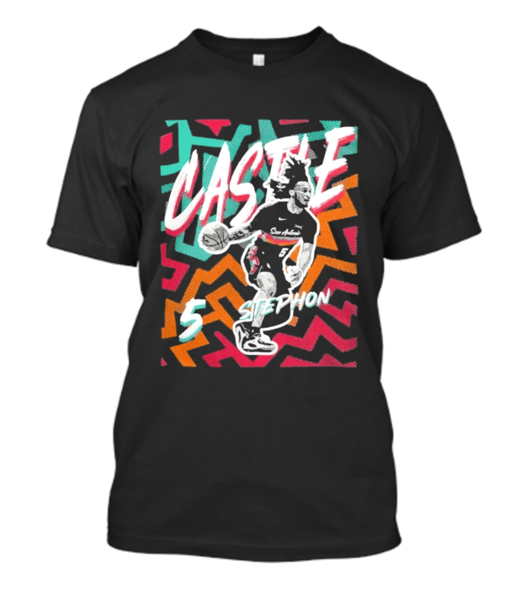 San Antonio Spurs 2026 NBA Stephon Castle Fiesta 5 T-Shirt