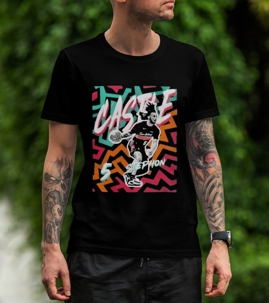 San Antonio Spurs 2026 NBA Stephon Castle Fiesta 5 T-Shirt