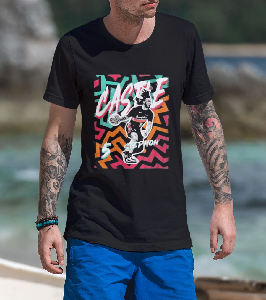 San Antonio Spurs 2026 NBA Stephon Castle Fiesta 5 T-Shirt