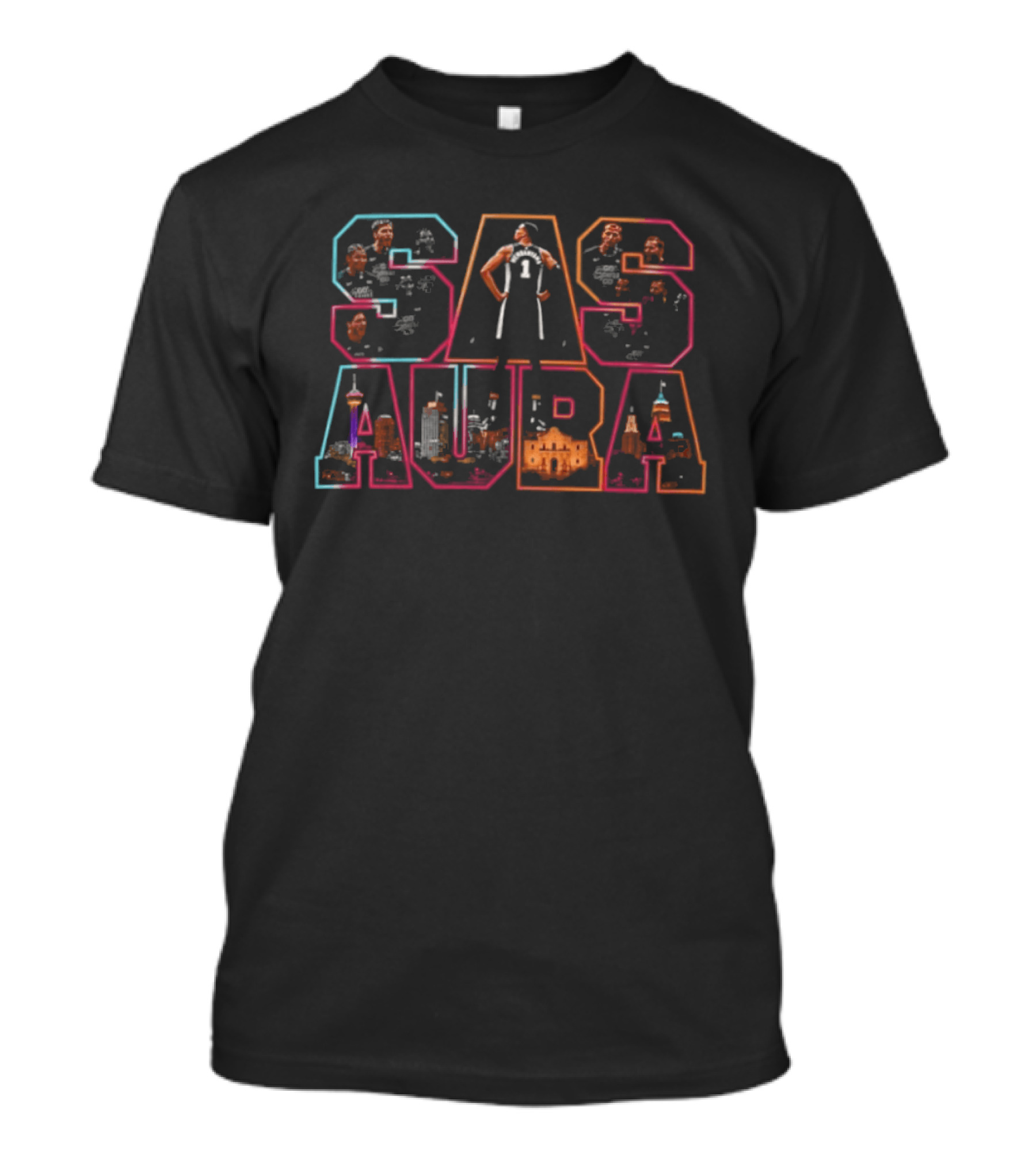 SAS Aura Victor Wembanyama San Antonio Basketball Skyline T-Shirt