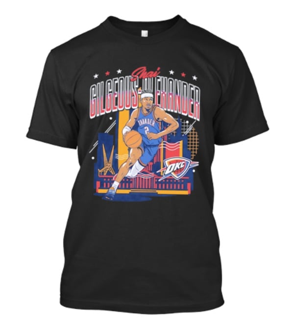 Shai Gilgeous Alexander Thunder 2 Oklahoma City Skyline Stars Basketball T-Shirt