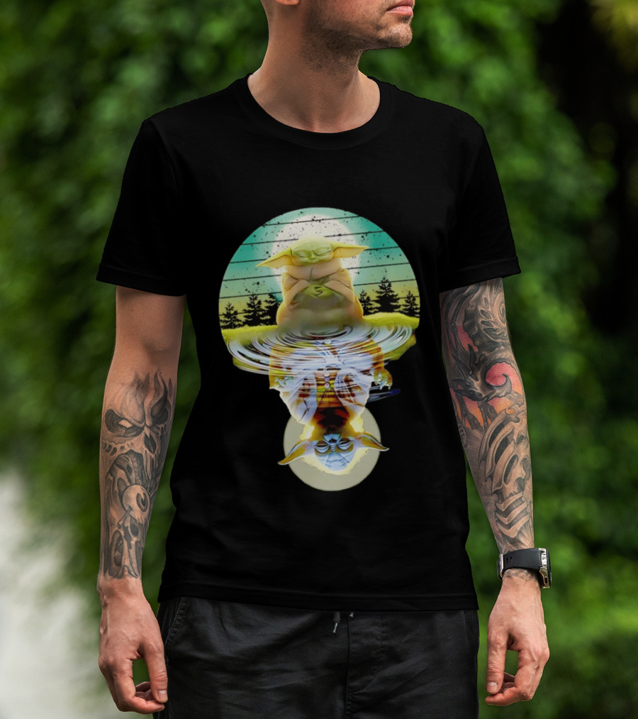 Baby Yoda Star Wars Meditation Forest Reflection Ripples T-Shirt