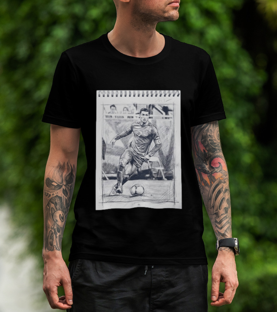 Cristiano Ronaldo CR7 Soccer Sketchbook Drawing T-Shirt