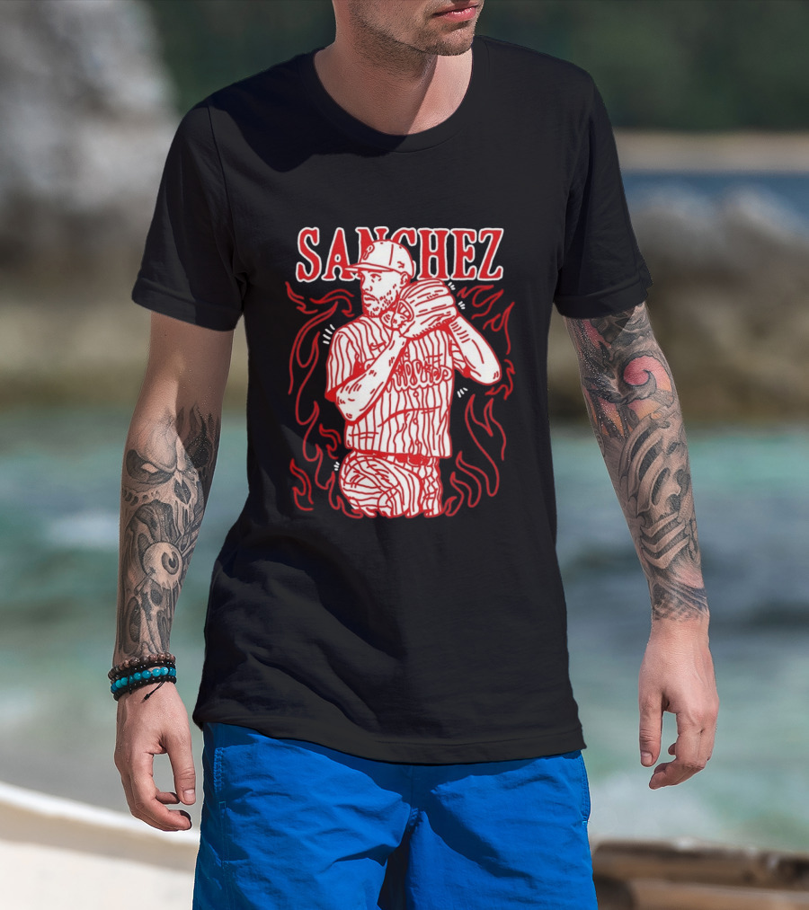 Cristopher Sanchez Philadelphia Phillies Flame Pitcher T-Shirt